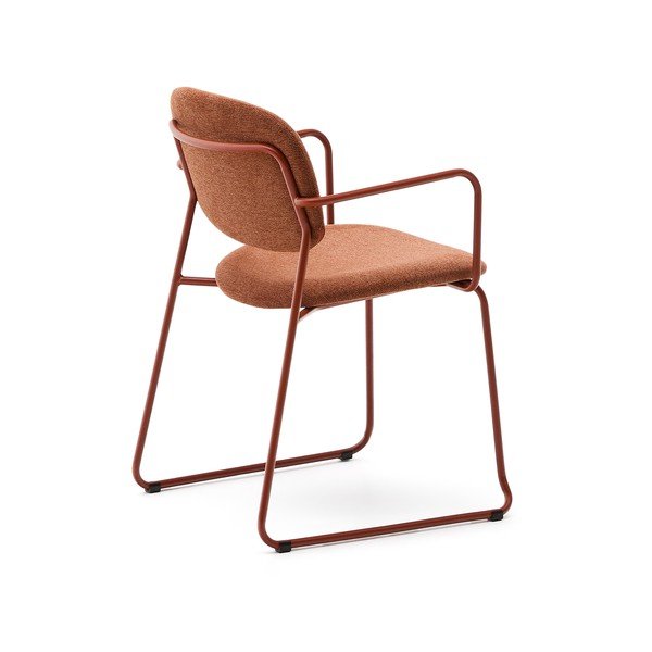 Kovová jedálenská stolička s podrúčkami v terakotovej farbe Meli – Kave Home-image-4