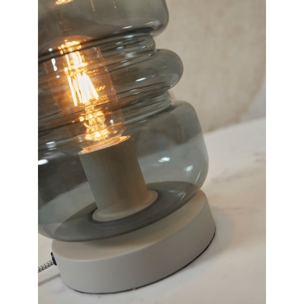 Sivá stolová lampa so skleneným tienidlom (výška  23 cm) Verona – it's about RoMi-image-3