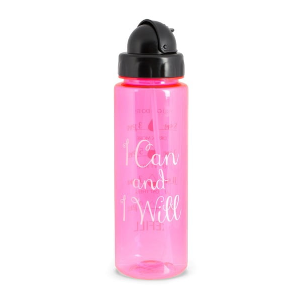Ružová fľaša s nápisom I can and I Will Tri-Coastal Design
