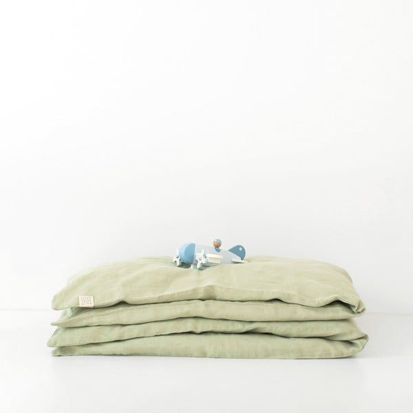 Detské zelené ľanové obliečky Linen Tales Nature, 100 x 140 cm