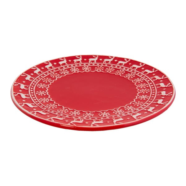 Červený tanier Clayre & Eef Christmas Time, 25 cm