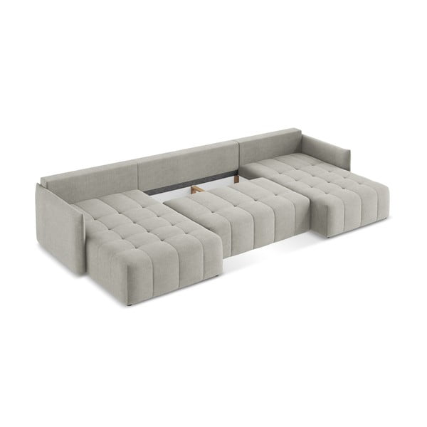 Svetlosivá rozkladacia/s úložným priestorom rohová pohovka (do tvaru "U") Moku – Makamii-image-3