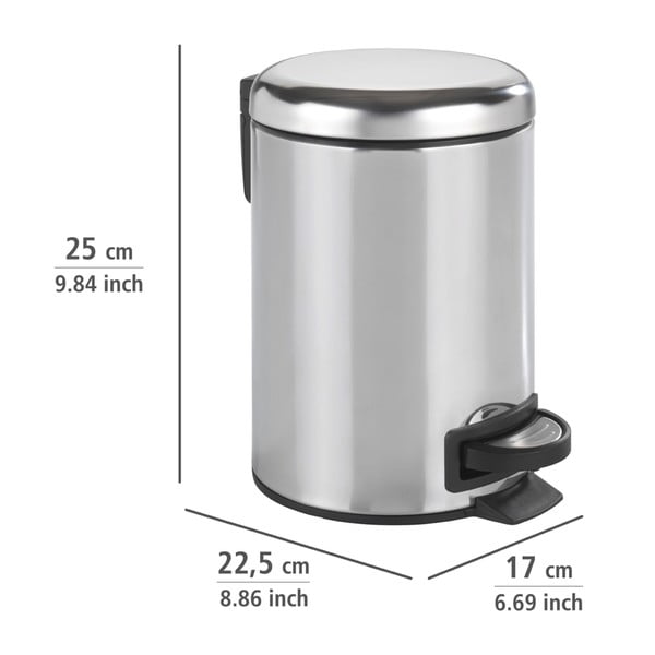 Pedálový odpadkový kôš v striebornej farbe Wenko Leman Shiny, 3 l-image-3