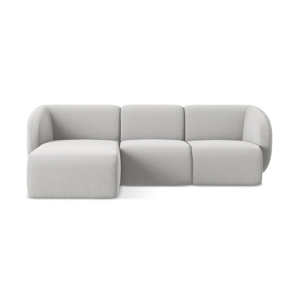 Svetlosivá zamatová rohová pohovka (ľavý roh/s leňoškou) Lani – Makamii