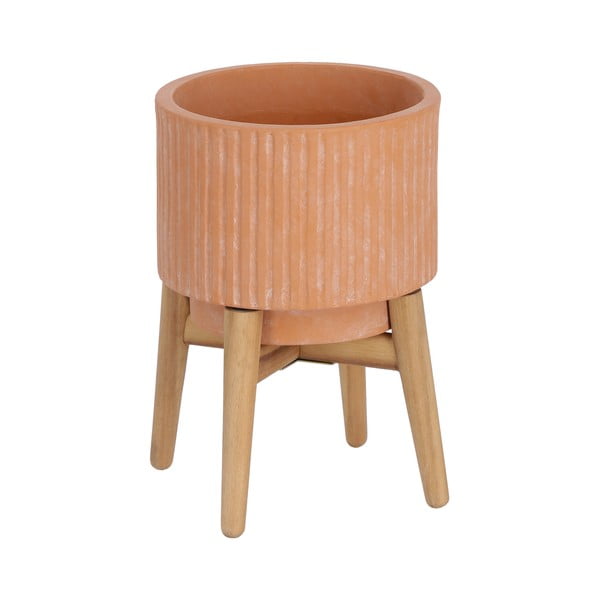 Terakotový kvetináč na drevenom podstavci Kave Home Suba, výška 32 cm