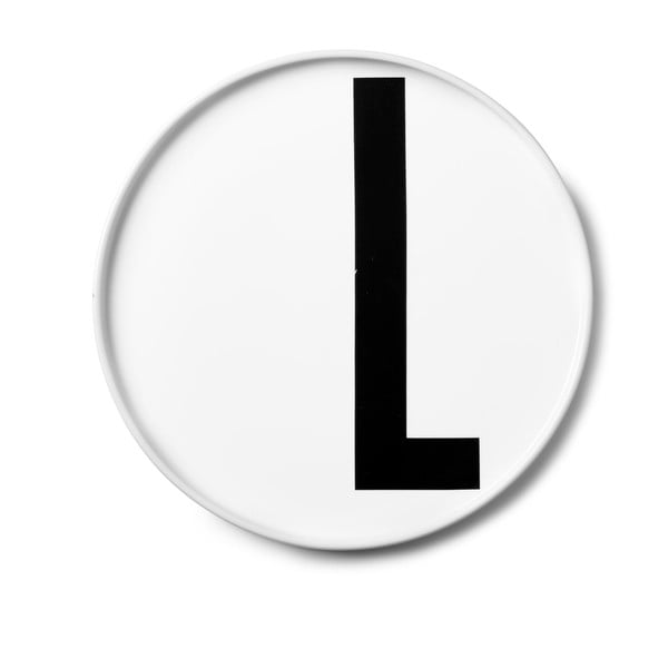 Biely porcelánový dezertný tanier Design Letters L, 21,5 cm