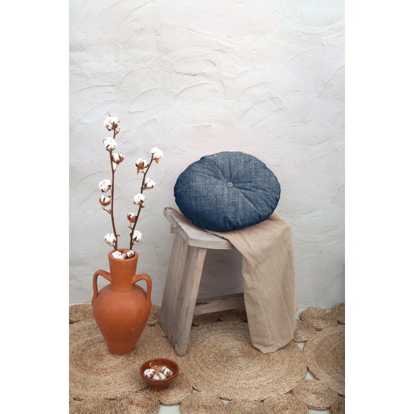 Modrý vankúš Really Nice Things Cojin Redondo Blue, ⌀ 45 cm-image-1
