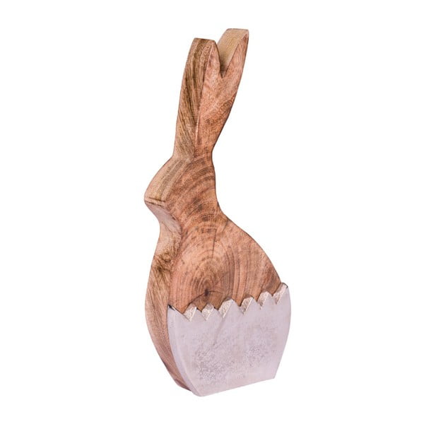 Veľká dekorácia z dreva a niklu s motívom zajaca vo vajíčku Ego Dekor, 10 × 24,5 cm