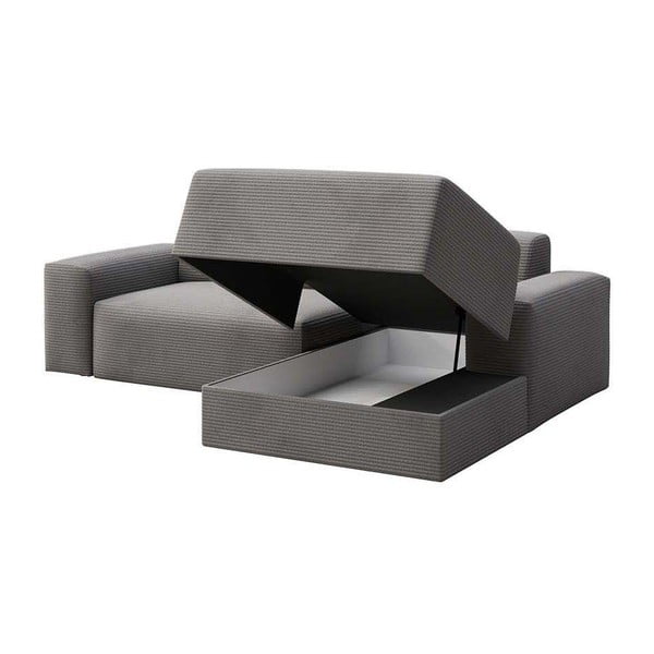 Sivá menčestrová rozkladacia/s úložným priestorom rohová pohovka (pravý roh/s leňoškou) Villet – Rodier-image-3