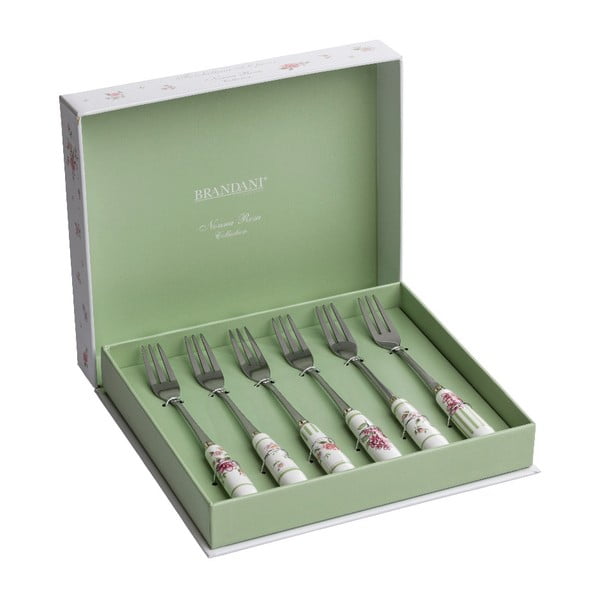 Sada 6 vidliček s keramickou rukoväťou Brandani Nonna Rosa-image-1