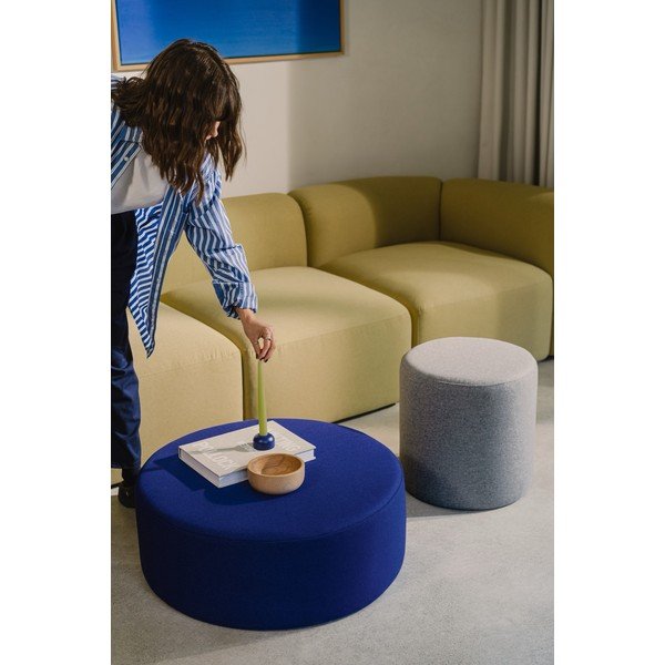 Modrý vlnený taburet Folk – noo.ma-image-1