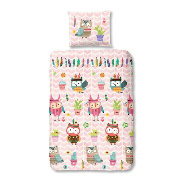 Detské obliečky na jednolôžko z bavlny Good Morning Owlz, 140 × 200 cm
