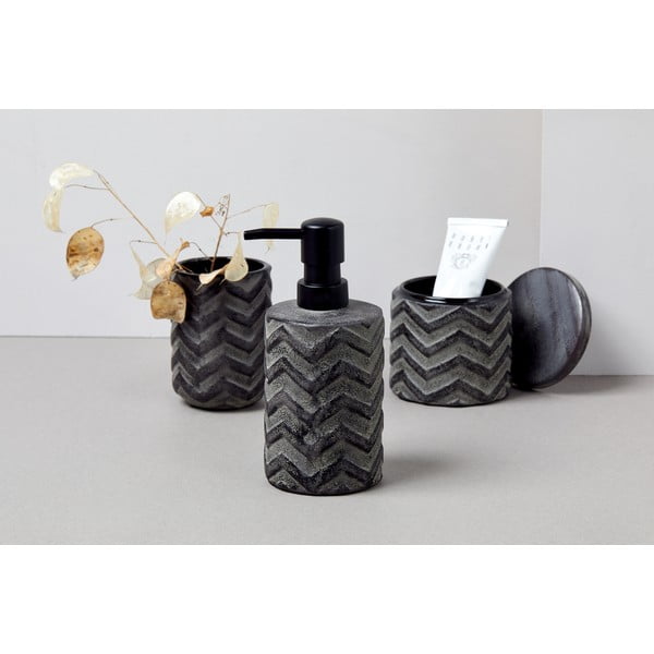 Sivý keramický ručne maľovaný dávkovač na mydlo Wenko Mantua, 360 ml-image-3