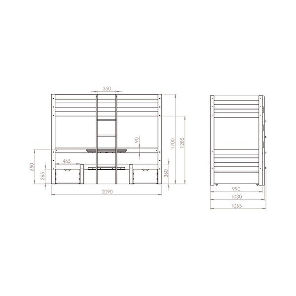 Poschodová detská posteľ z borovicového dreva s úložným priestorom v prírodnej farbe 90x200 cm Elen – Olivia Living-image-3