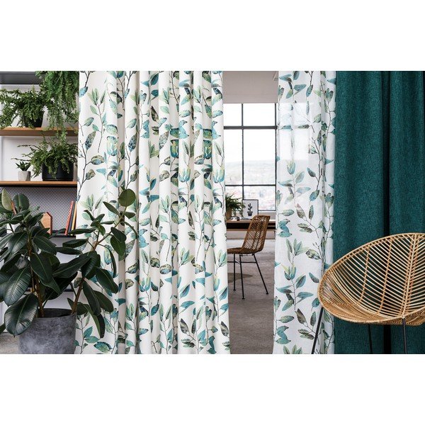 Zelený/krémovobiely záves na háčiky 210x260 cm Maui – Mendola Fabrics-image-3