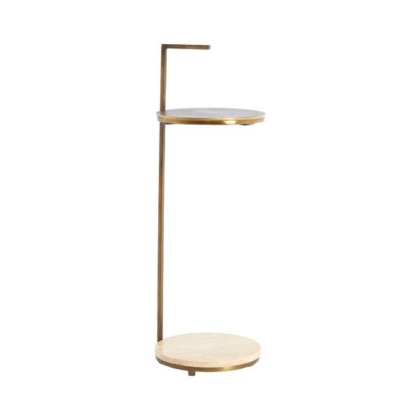 Okrúhly odkladací stolík s doskou z kameňa ø 26 cm Leda – Light & Living-image-2