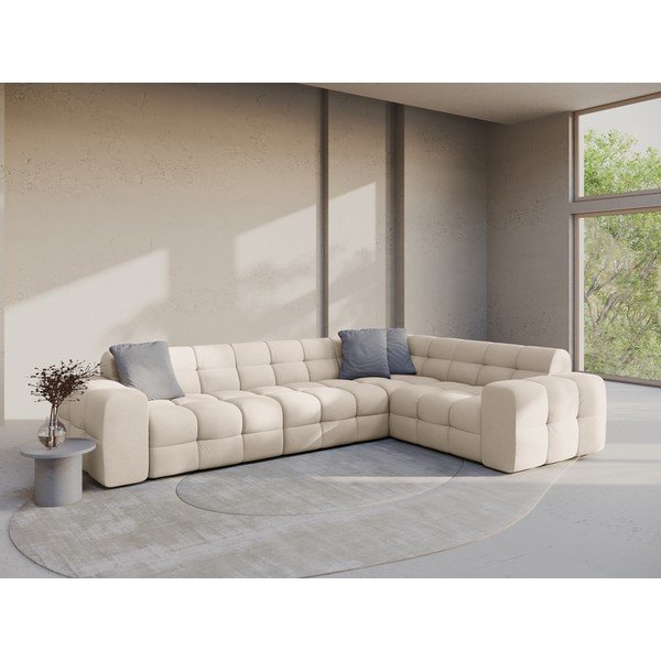 Béžová rohová pohovka (pravý roh/do L) Kendal – Micadoni-image-1