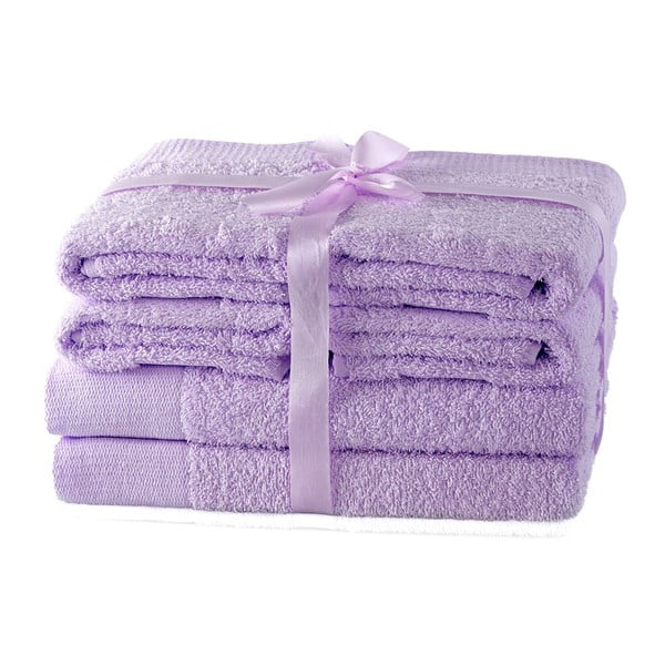Froté bavlnené uteráky a osušky v levanduľovej farbe v súprave 6 ks Amari – AmeliaHome