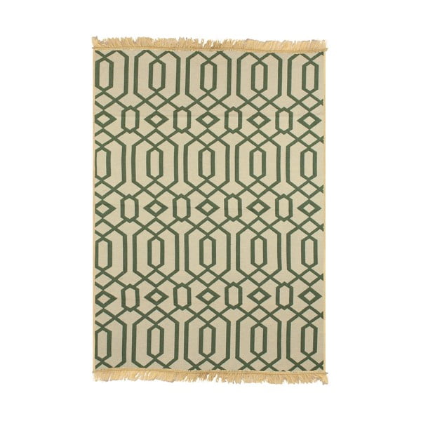 Béžový koberec so zeleným vzorom Ya Rugs Kenar, 60 × 90 cm