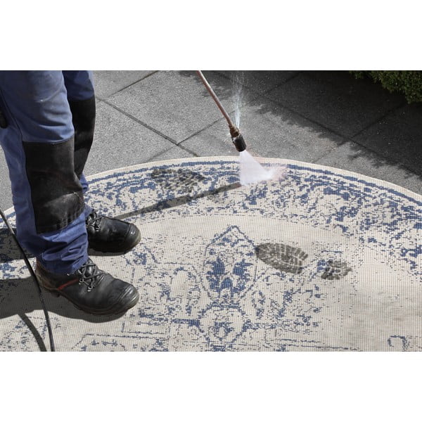 Modro-krémový vonkajší koberec NORTHRUGS Borbon, ø 140 cm-image-2