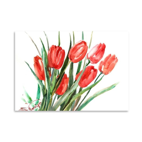 Autorský plagát Red Tulips od Surena Nersisyana, 42 x 30 cm