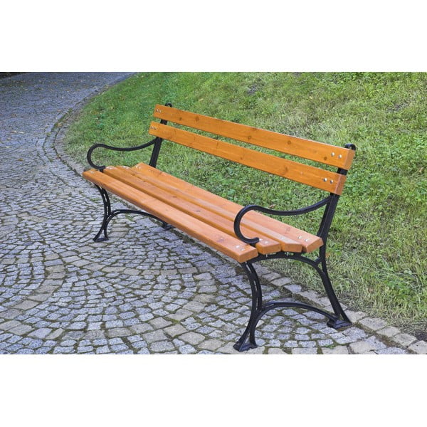 Drevená záhradná lavica v prírodnej farbe – Rojaplast-image-4
