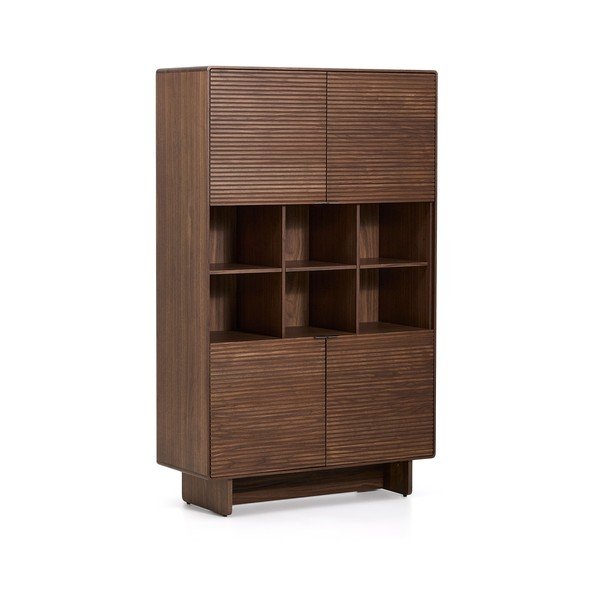 Tmavohnedá skrinka v dekore orecha 100x163x40 cm Norlen – Kave Home-image-3