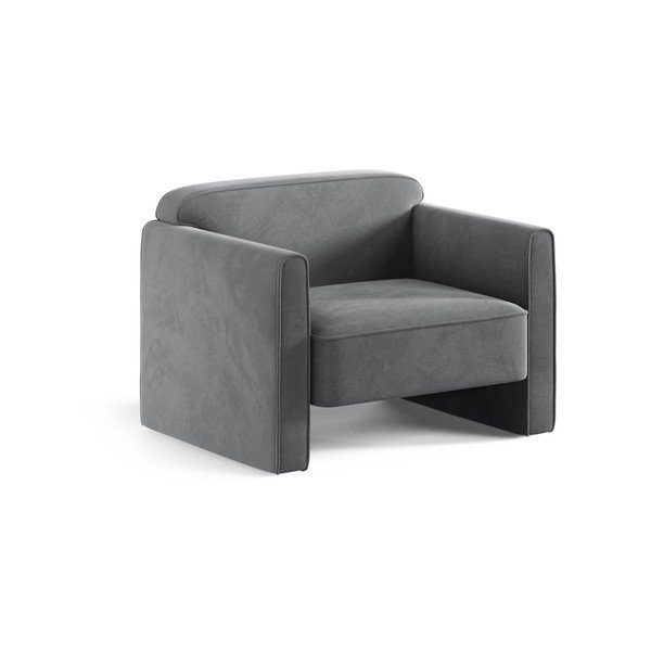 Sivé zamatové kreslo Abby – Micadoni 