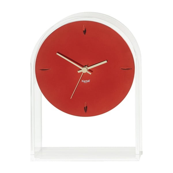 Červeno-transparentné stolové hodiny Kartell Air Du Temps