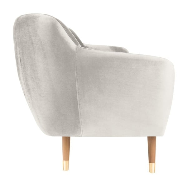 Krémovobiela zamatová pohovka Mazzini Sofas Benito, 158 cm-image-3