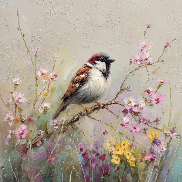 Tlačený obraz na plátne 32x32 cm Sparrow – Styler