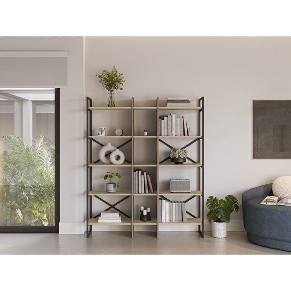 Knižnica v dekore duba v prírodnej farbe 143,5x175 cm Ara – Marckeric-image-1