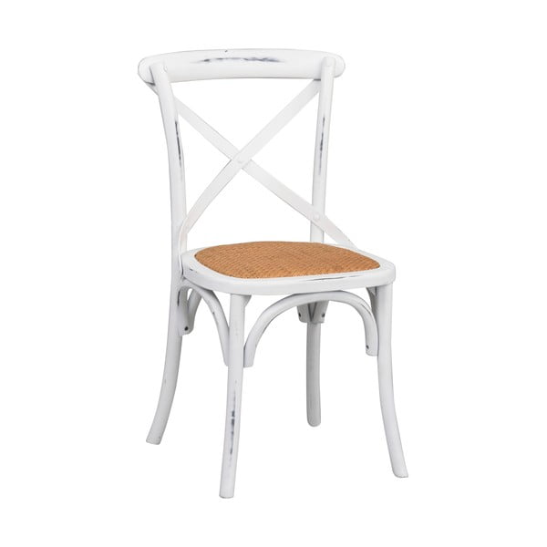 Biela jedálenská stolička s ratanovým výpletom Rowico Gaston