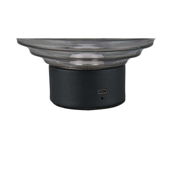 Čierno-šedá stmievateľná LED stolová lampa so skleneným tienidlom (výška 14,5 cm) Earl – Trio-image-3