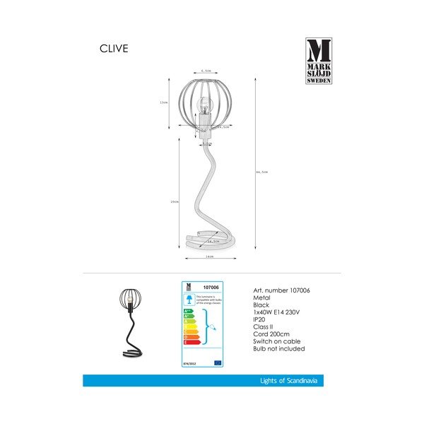 Čierna stolová lampa Markslöjd Clive-image-1