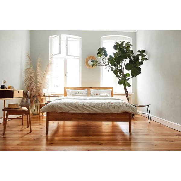 Dvojlôžková posteľ z dubového dreva s ratanovým čelom 180x200 cm Pola - The Beds-image-4