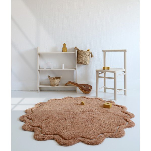 Umývateľný ručne tkaný bavlnený okrúhly koberec v tehlovej farbe ø 110 cm Sweet April Toffee – Nattiot-image-4