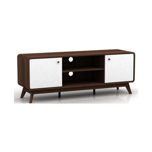 Bielo-hnedý TV stolík v dekore orecha 140x53 cm Caitlin – Støraa-image-2