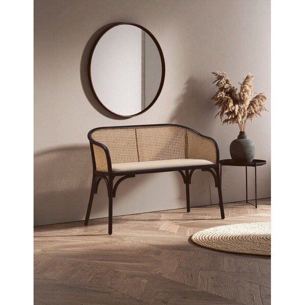 Čierna/v prírodnej farbe polstrovaná lavica Cebu – Premier Housewares-image-1