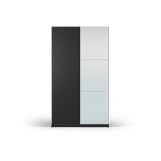 Čierna šatníková skriňa so zrkadlom a s posuvnými dverami 122x215 cm Lisburn - Cosmopolitan Design
