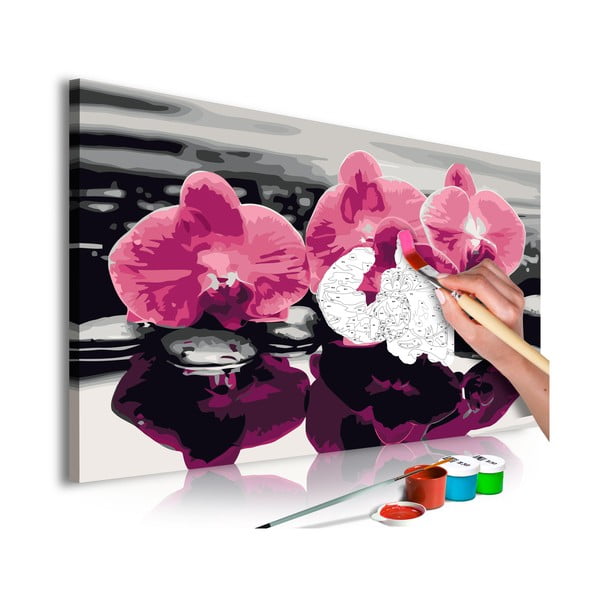 DIY set na tvorbu vlastného obrazu na plátne Artgeist Three Orchids, 60 × 40 cm