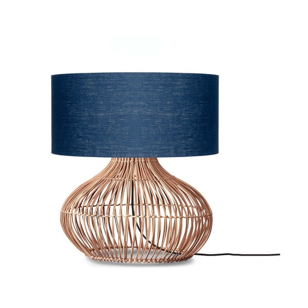 Stolová lampa s textilným tienidlom v tmavo modro-prírodnej farbe (výška 60 cm) Kalahari – Good&amp;Mojo