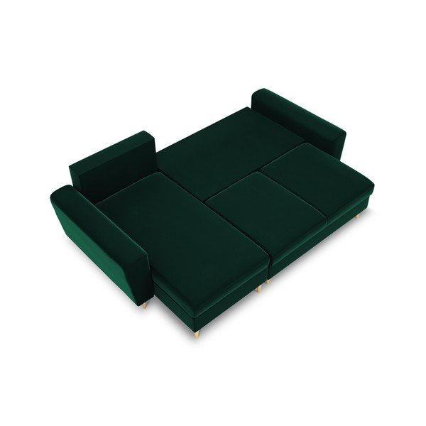 Zelená zamatová rozkladacia/s úložným priestorom rohová pohovka Kyoto – Cosmopolitan Design-image-1