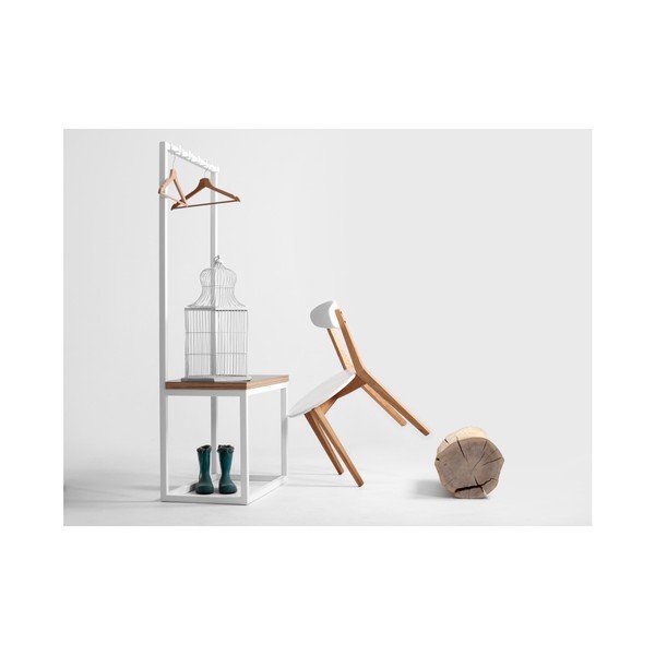 Biely vešiak s lavicou CustomForm Next, šírka 75 cm-image-1