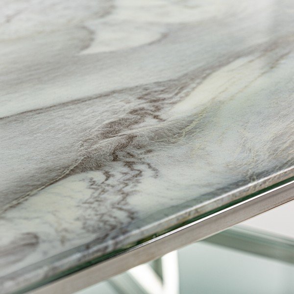 Konferenčný stolík s doskou v dekore mramoru v bielo-striebornej farbe 60x120 cm Altiplano – Burkina-image-1
