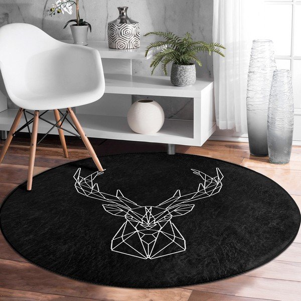 Čierny prateľný okrúhly koberec vhodný pre robotické vysávače ø 100 cm Comfort – Mila Home-image-3
