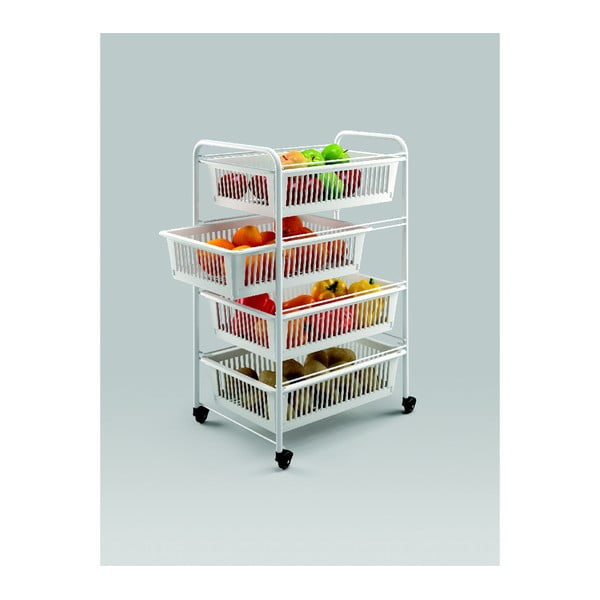 Pojazdný regál so 4 košíkmi Metaltex India, dĺžka 35 cm-image-3