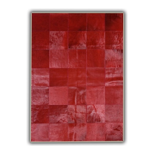 Červený kožený koberec Pipsa Plain, 215 × 150 cm