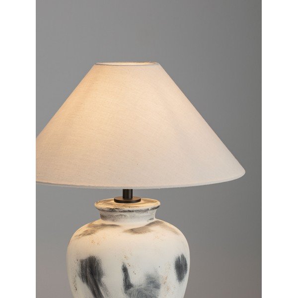 Biela/sivá keramická stolová lampa s textilným tienidlom (výška  55 cm) Lupe – Nova Luce-image-1