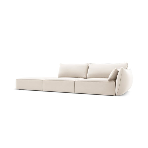 Béžová zamatová pohovka pravý roh 264 cm Vanda – Mazzini Sofas-image-2